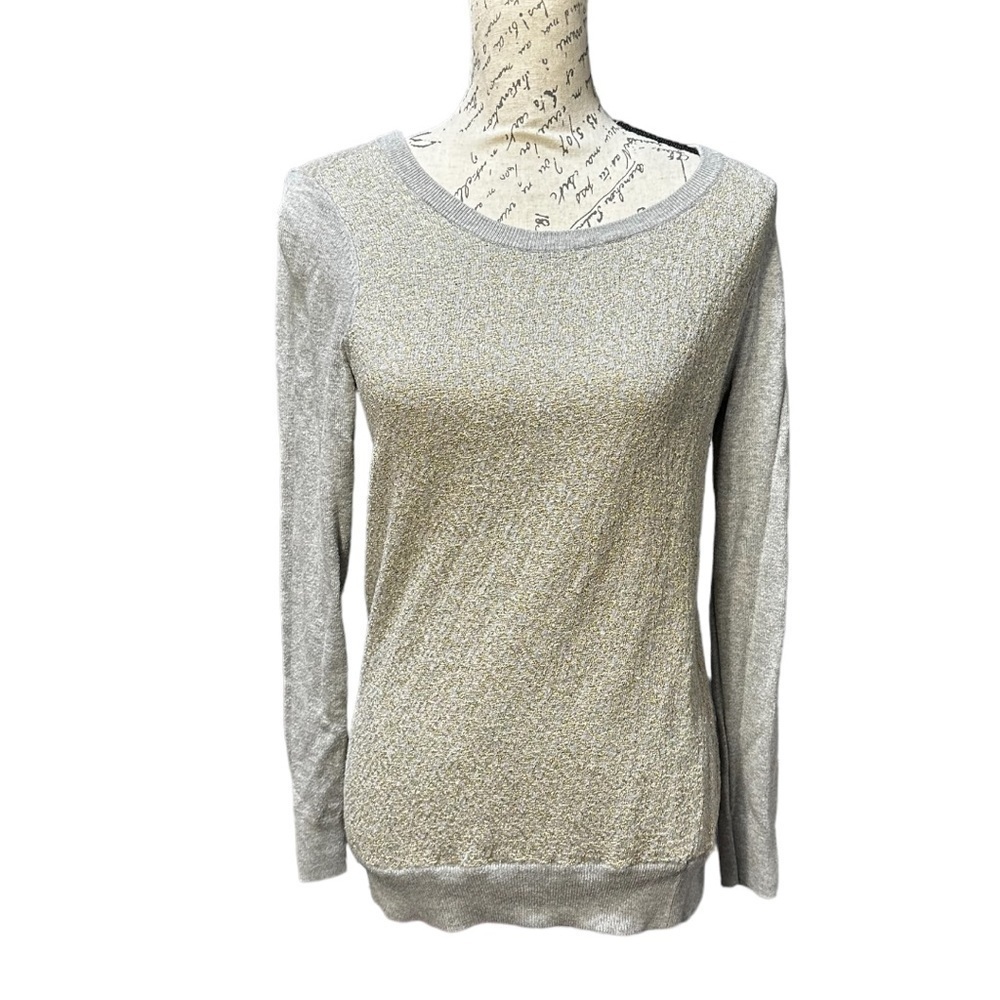 LOFT Gray with Gold Sparkle Sweater Size Medium
